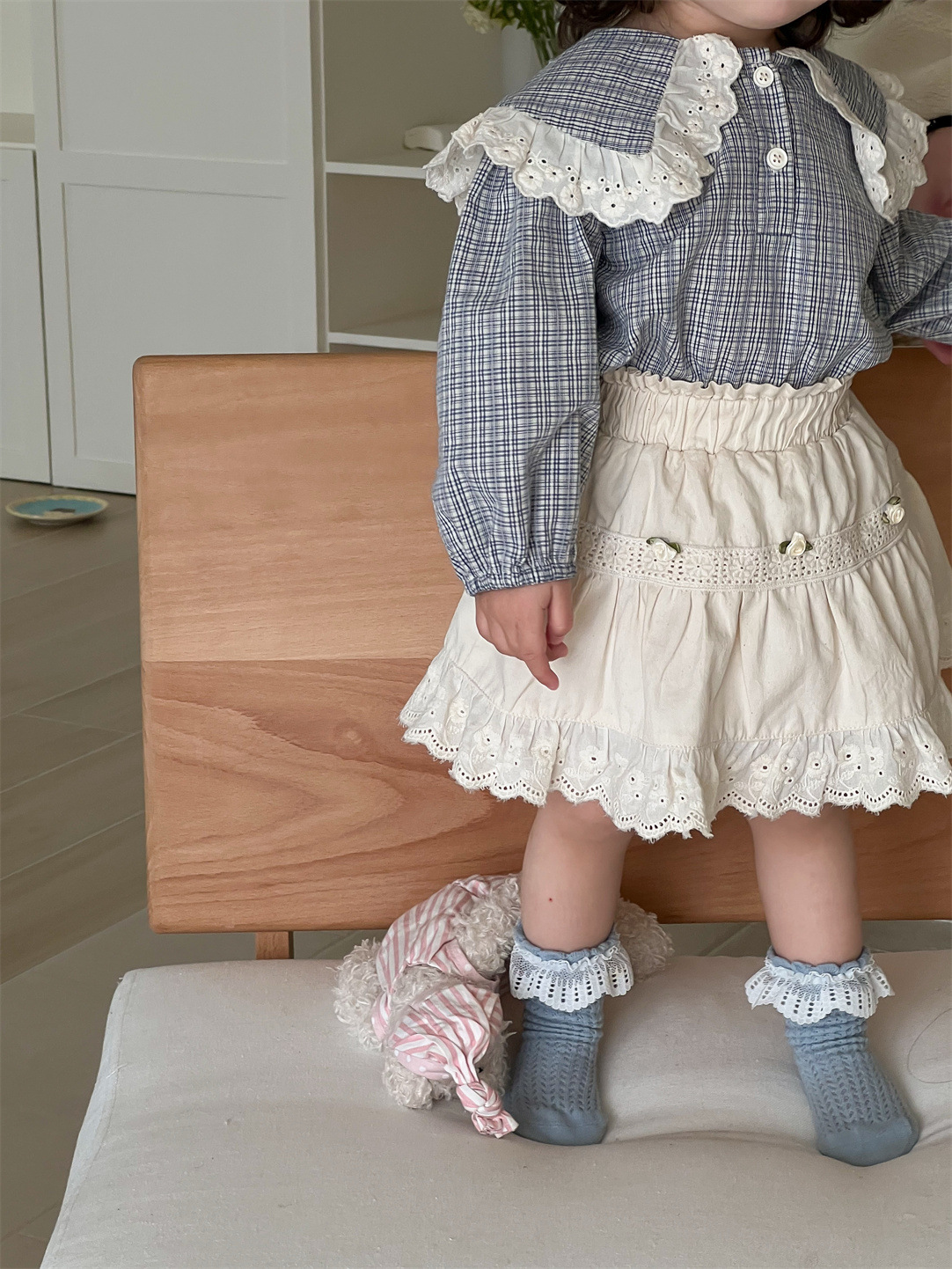 Ropa infantil 2026 primavera nueva ropa infantil coreana de niñas camisa de muñeca de encaje con solapa bolsas de ropa de bebé image 8