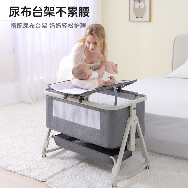 Cuna móvil Cuna portátil Cuna para bebé Cama plegable multifuncional bb Cama grande de costura para niños recién nacidos