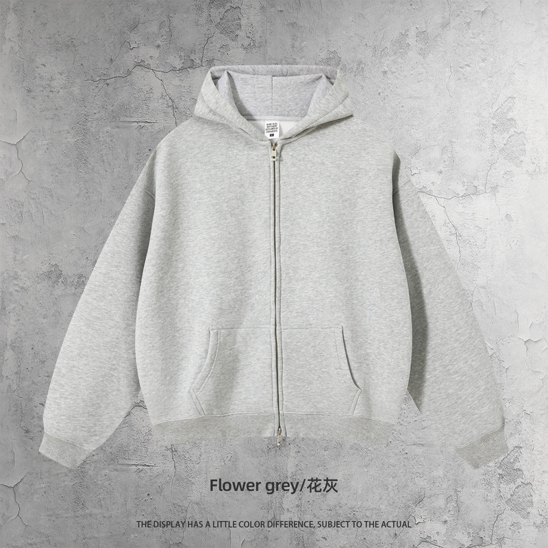 KITE男装丨跨境欧美宽松拉链衫两件套男女350g抓绒连帽卫衣裤套装|undefined