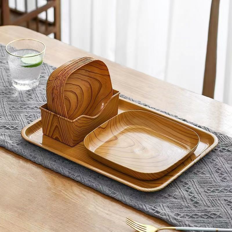 New Imitation Wood Grain Spitting Bones Plate Plate Creative Internet Celebrity Fruit Snacks Melon Sweets Candy Plate Dining Table Garbage Box New Imitation Wood Grain Spitting Bones Plate Plate Creative Internet Celebrity Fruit Snacks Melon Sweets Candy Plate Dining Table Garbage Box