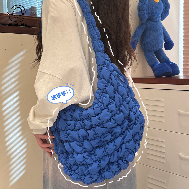 Crossbody Cloud Bag Cos Large Size Women's Niche Design Bubble Bag High-End Nylon Large Capacity Commuter Shoulder Bag