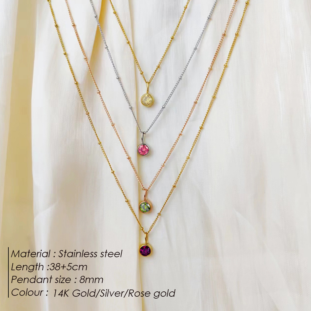 8g Weight PVD Coated Gold Plating Process Real Gold Plated Plating Material Real Gold Plated 316L Stainless Steel PVD Coated Rhinestones Geometric Waterproof Non Tarnish Surgical Steel Simple Style Classic Style Pendant Necklace For Women's