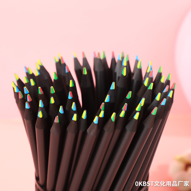 Amazon 4 colores de plomo lápiz de madera de color pintura para niños barril lápiz Escuela Primaria jardín de infantes regalo premio