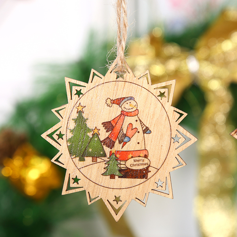 新款圣诞装饰品 木质彩绘圣诞小树装饰挂件 圣诞节小木牌厂家批发详情10