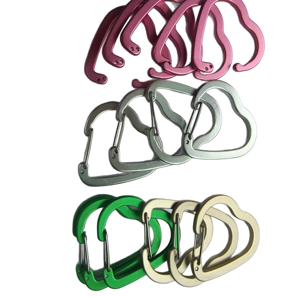 Wholesale love shaped color mountaineering buckle backpack buckle hanging key aluminum alloy hanging buckle accessories outdoor hook peach buckle