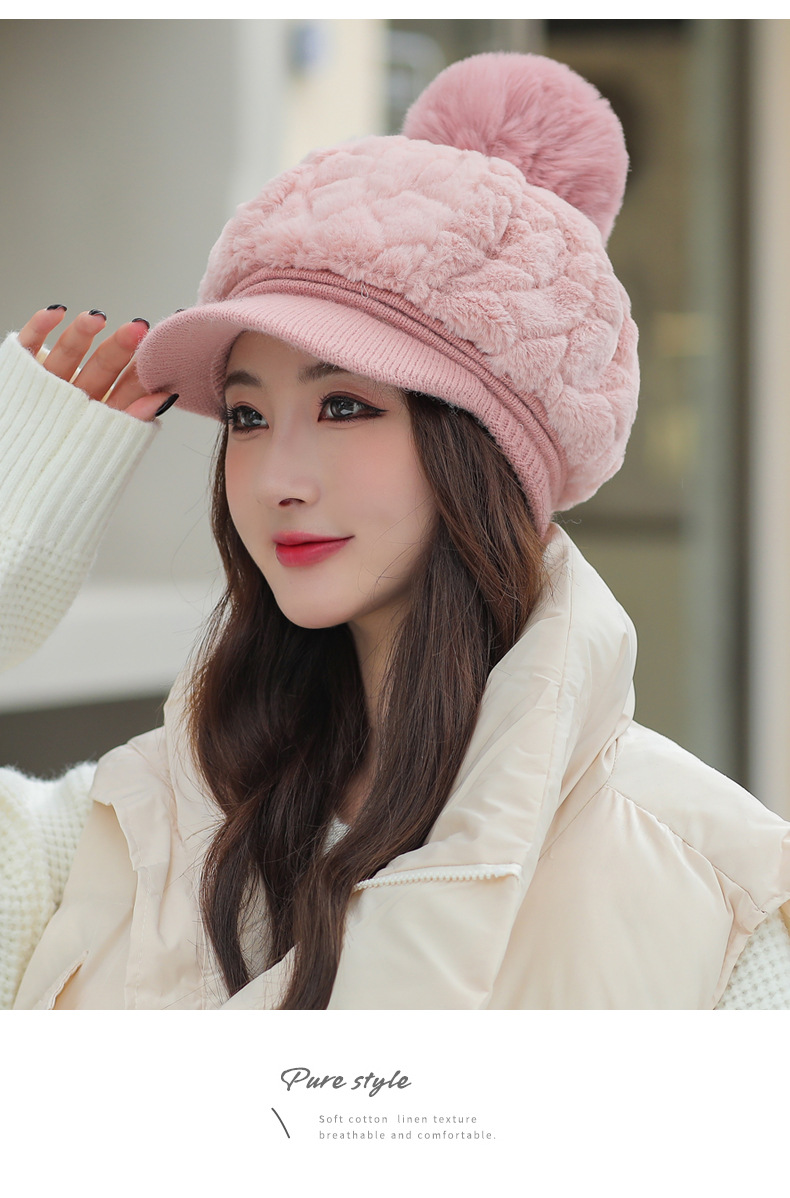 Women's Basic Simple Style Solid Color Pom Poms Curved Eaves Baseball Cap display picture 1