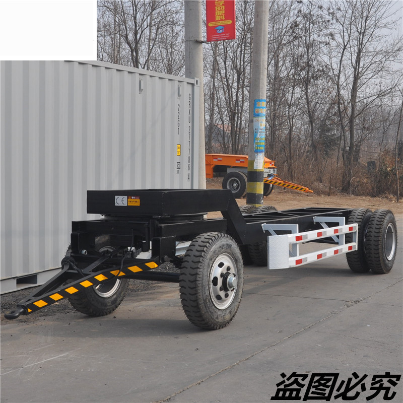 10吨骨架拖车 设备用拖车 10T集装箱高低骨架式平板拖车