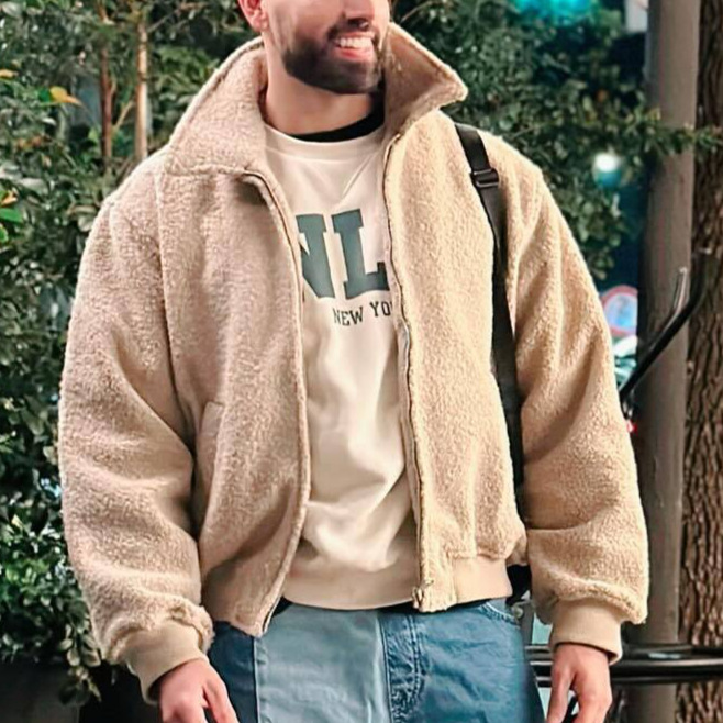 Giacca invernale da uomo foderata in pile - Cappotto casual comodo e antivento con fodera in sherpa, capospalla con cerniera dalla vestibilità comoda per il freddo (cachi, S-XXXL)_voghion.com