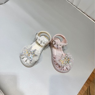 Manufacturer Customized Children's Shoes 2025 Summer Style Rhinestone Crown Girls Bow Toe Princess Sandals Fashion Shoes Crystal