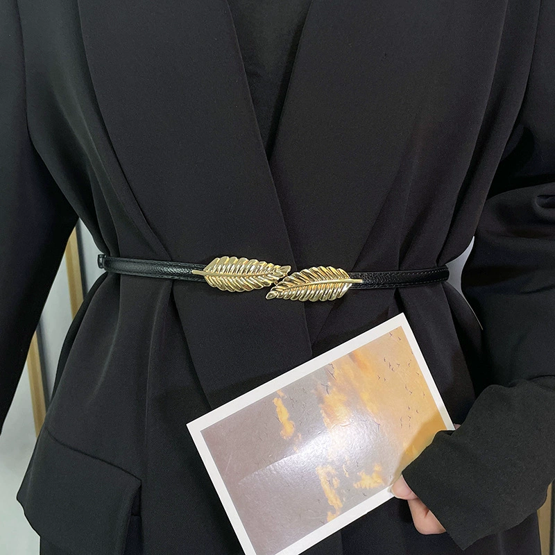 Женское платье с тонкой талией и цепочкой, декоративный пояс, золотой пояс, эластичный металлический высококачественный талия с пуховой юбкой