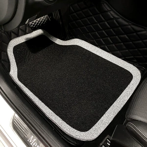 Black and white contrast color car foot mat wire ring universal single-piece Main driving anti-dirty decoration car mat rear row foot mat