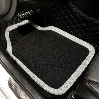 Black and white contrast color car foot mat wire ring universal single-piece Main driving anti-dirty decoration car mat rear row foot mat