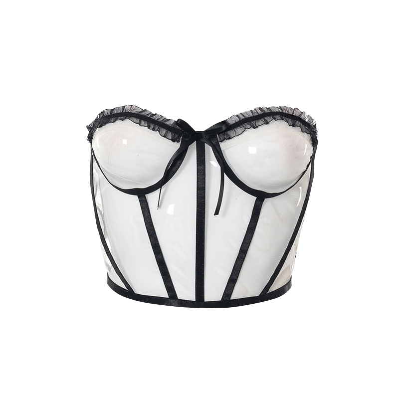 tube top backless slim solid color see-through Corset NSHLJ131653