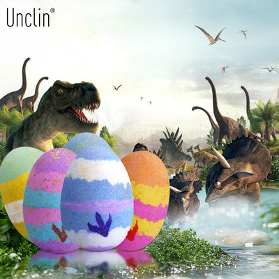 UNCLIN新款泡泡6色恐龙蛋玩具浴盐球125g单球 精油儿童泡澡浴盐球