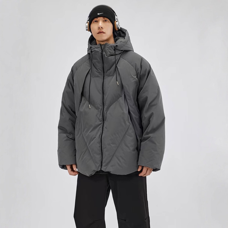 American-Style Deconstructed Hooded Cotton Jacket for Men, Winter Trendy Brand, Loose Retro Cold-Proof High-End Stylish Warm Cotton Coat
