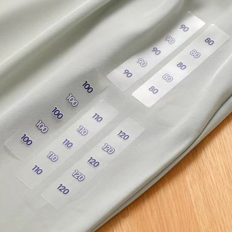 尺码贴纸长条形粘衣服磨砂雾面半透明PVC自粘不干胶标签印刷厂家