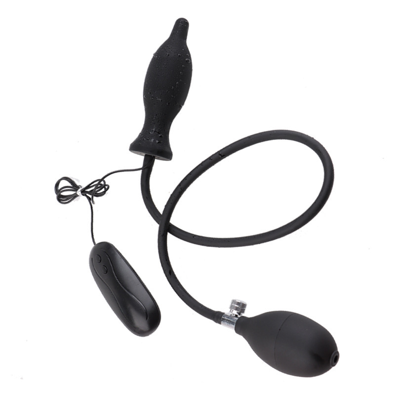 Inflatable Vibrating Anal Plug, 10-Frequency Silicone Expanding Prostate Massager, Black — detail image 6