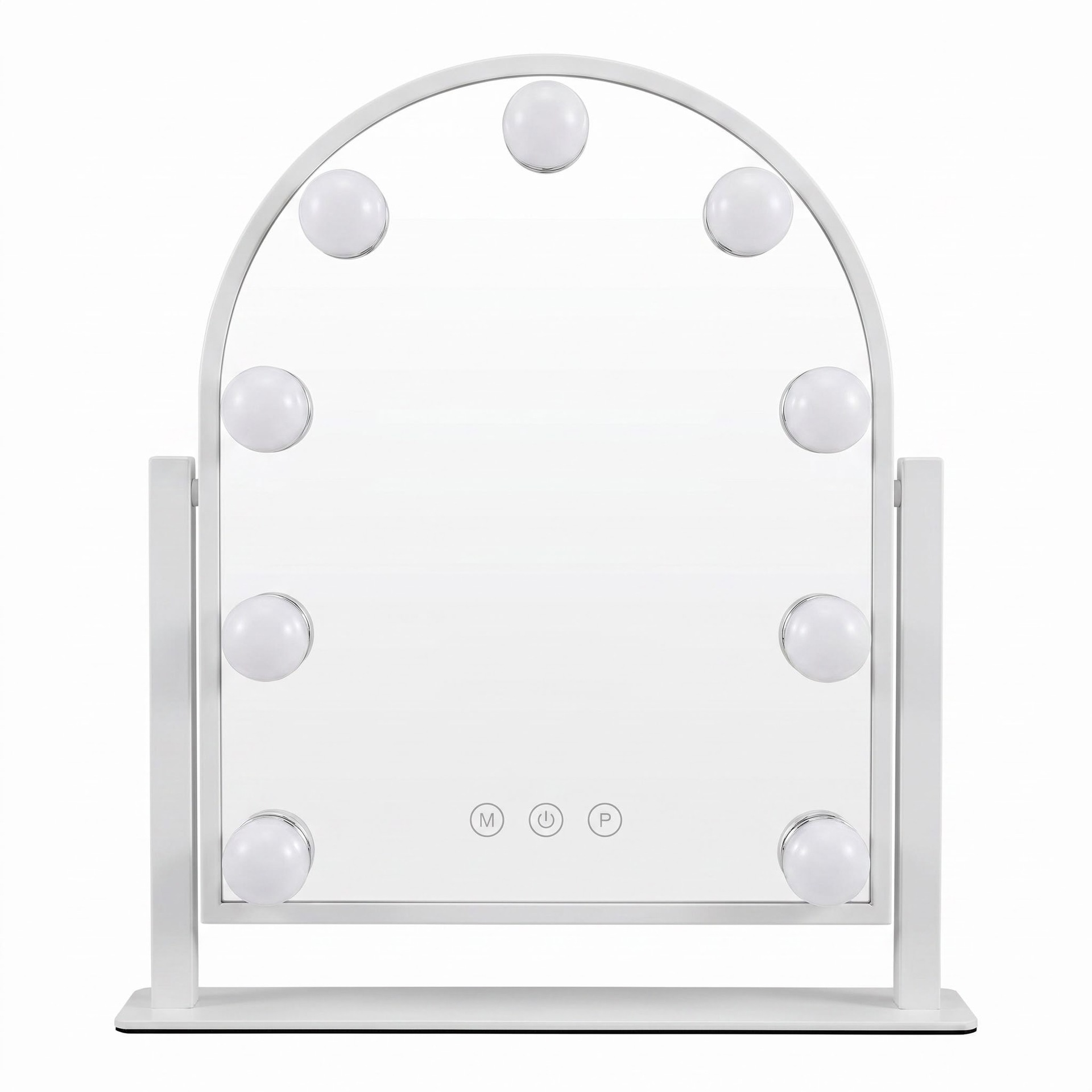 Gebogener Hollywood-Schminkspiegel, 9 dimmbare LED-Lampen, 3 Lichtmodi, Touch-Steuerung mit Memory-Funktion, Kosmetikspiegel für Schlafzimmer-Schminktisch_voghion.com