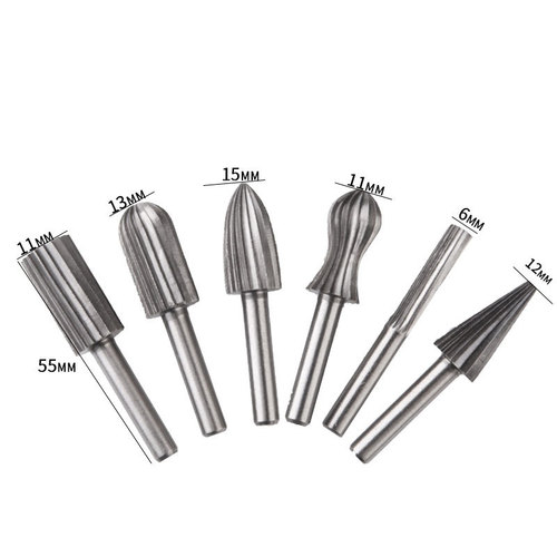 Woodworking rotary file wood carving knife milling cutter electric grinding accessories set slotted and carved high-speed steel