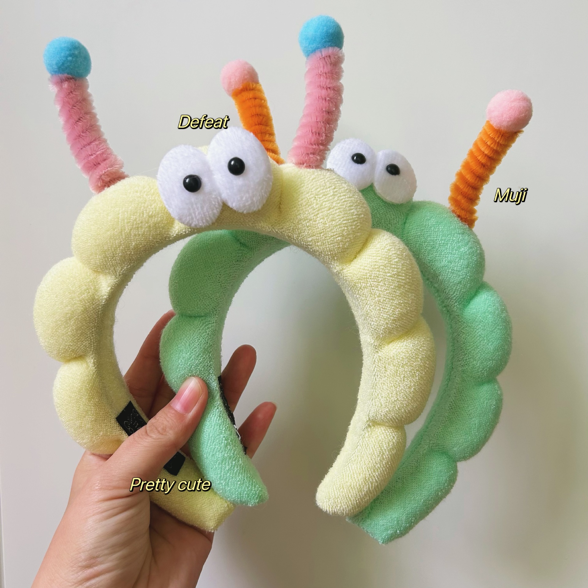 Feo, lindo, divertido, palo de torsión, esponja de ojos grandes, lavar la cara, banda de cabello casera, lavar la cara, maquillaje, banda de cabello rotura, tarjeta de cabello