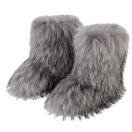 跨境新款毛毛靴子冬季保暖加绒中筒靴时尚可爱雪地靴女外贸亚马逊