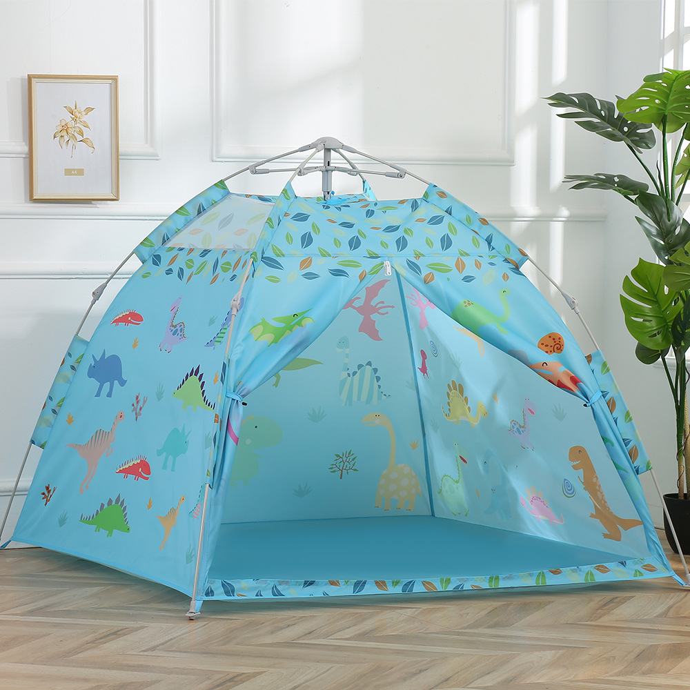 卡通小恐龙帐篷全自动速开儿童室内外游戏屋透气防蚊亲子互动帐篷