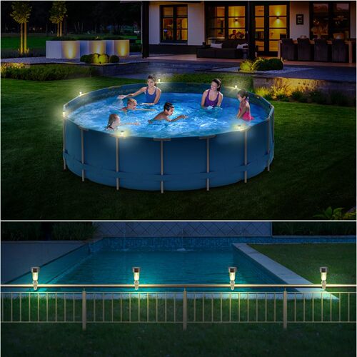 Solar LED Pool Lights suitable for ground pool railing decoration, waterproof LED pool accessories, night lights