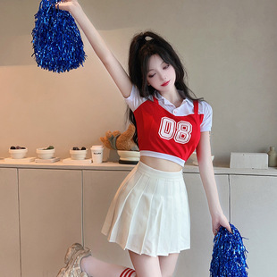 Dopamine Girls Wear Tuanjian Sisters' Suit Summer Skirt Games Short-sleeved Cheerleading Performance Suit suit