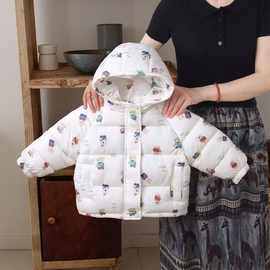 2025新款柔软韩版中小儿童棉衣连帽棉衣超长保暖卡通款式潮