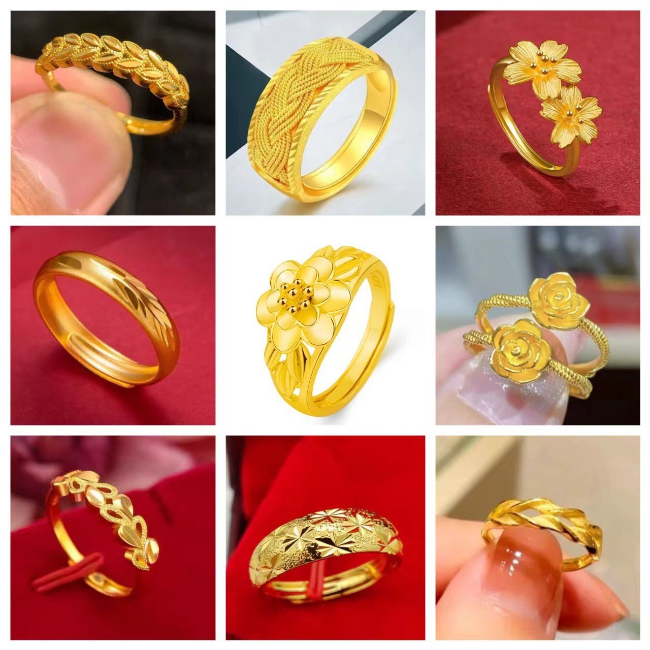 High-quality imitation gold-plated ring, popular on Douyin, featuring a heart-shaped coin, smooth surface, wheat ear design, and sunflower motif for women