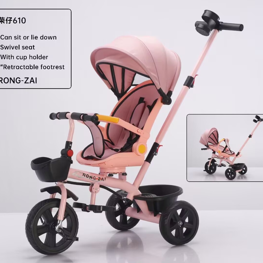 Triciclo 4 en 1 para Niños con Asiento Giratorio de Metal, 1-6 Años, Asiento Reclinable, para Bebés image 3