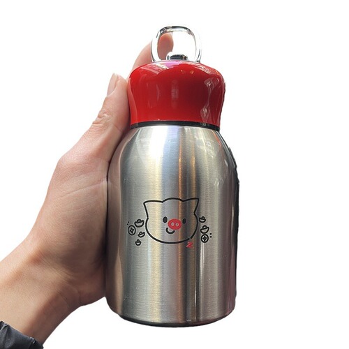 304 stainless steel small fat bean insulated cup with handle for outdoor use, portable pocket cup, double-layer vacuum on-the-go cup