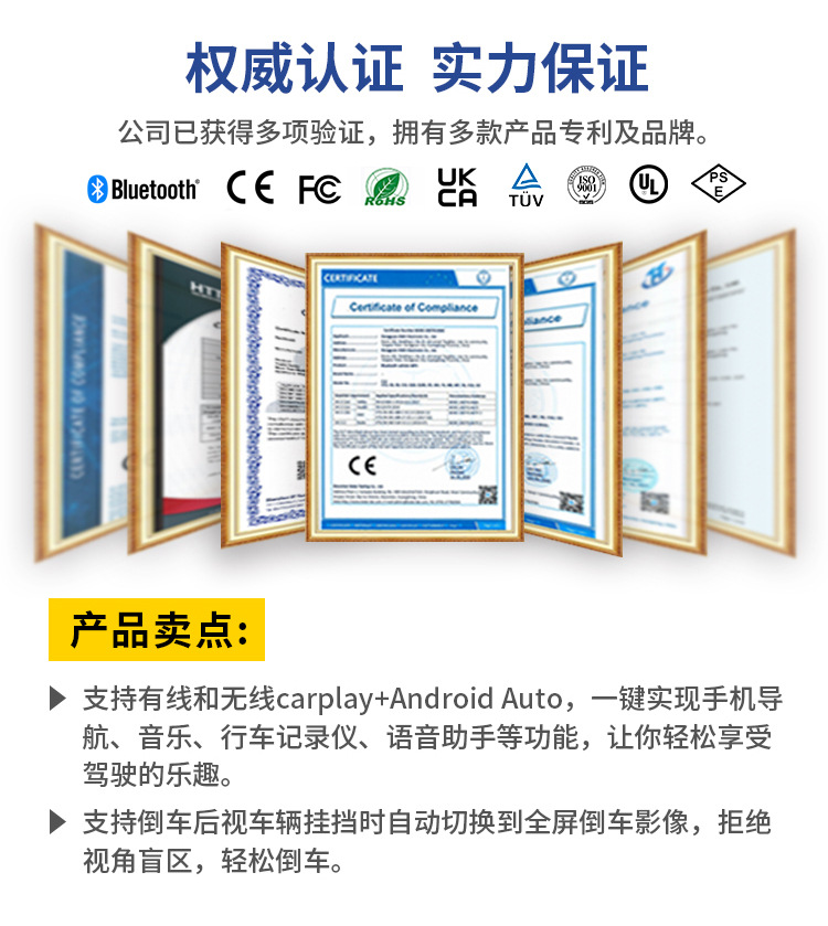 Cross-Border Hot-Selling Car Navigation Wireless Carplay Portable Dashcam 10.26inch Universal for Central Control Cars