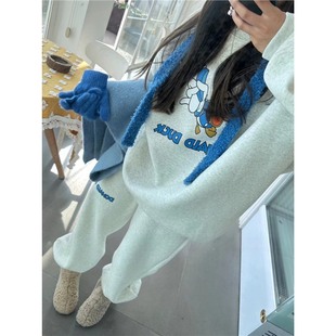 Autumn Cartoon Fashion Loose Sweatshirt Set Women's Cuffed Harem Casual Sweatpants Two-Piece Set Casual Versatile