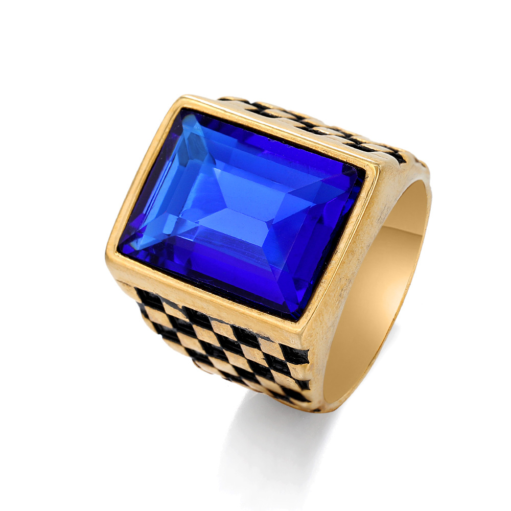 blue stone inlay stainless steel