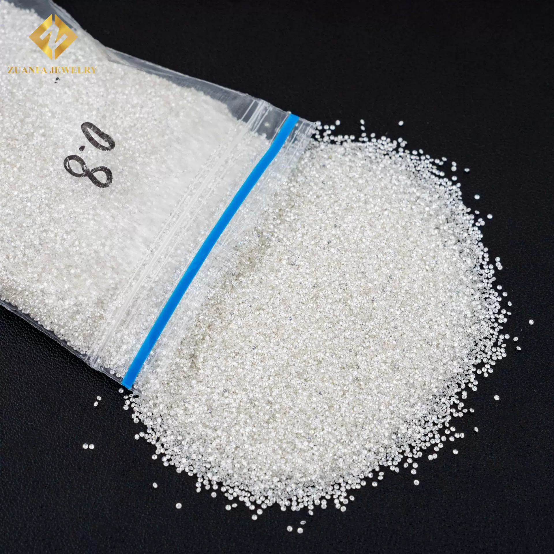 莫桑石小碎钻D色VVS净度0.7mm-3.0mm超白厘石现货K金银饰镶嵌配石
