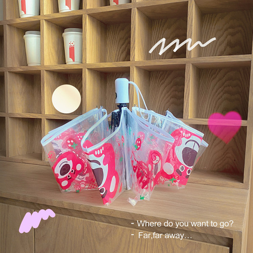 Pacha Dog Transparent Umbrella Women's Long-Handed Japanese High-Value Cartoon Cute Fully Automatic Folding Thickened Reinforced Internet Famous Umbrella