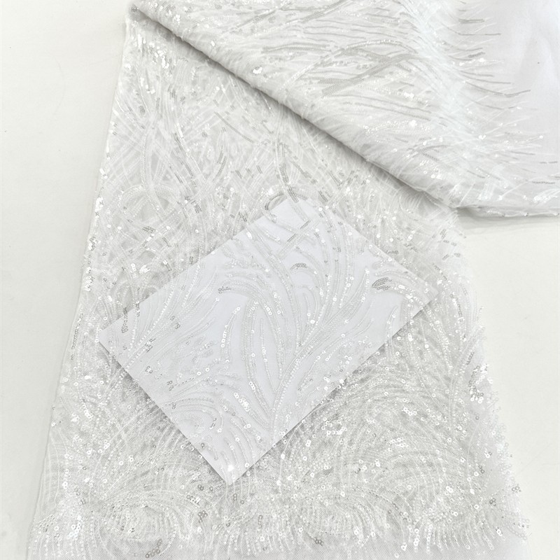 Nueva tela de lentejuelas de tubo de cuentas de moda tela de bordado con cuentas vestido de novia de alta costura tela de vestido de moda