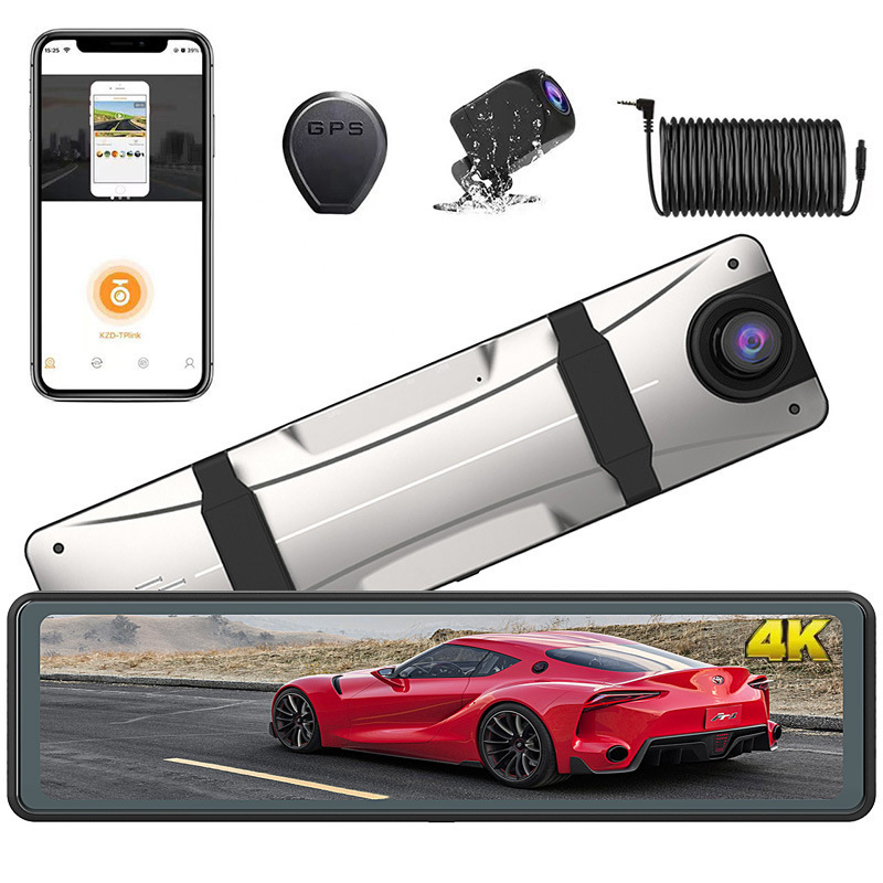 Car 12-inch driving recorder rearview mirror front and rear double recording WiFi HD night vision 4K 1080P reversing image