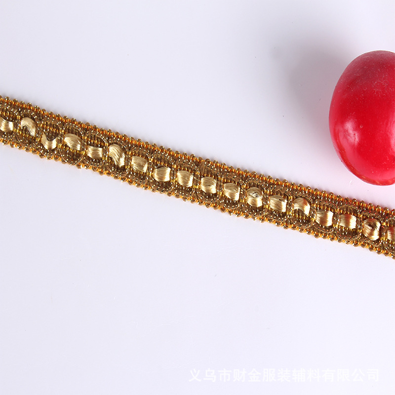 Los fabricantes venden al por mayor accesorios para cortinas de encaje de colores de seda dorada y plateada ingredientes de bricolaje ondas accesorios de ropa de encaje dorado