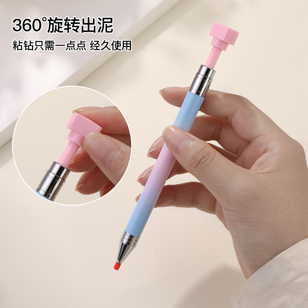 Versión actualizada de herramientas de manicuras puntual pencil giratorio empujando barro de perforación de perlas puntuales de perforación pencil gradiente varilla al por mayor