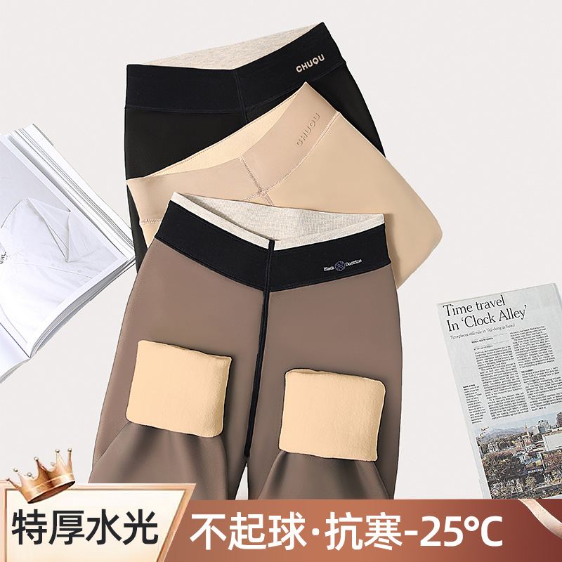 Extra Thick Light Leg Artifact Autumn and Winter Women's Thickened fleece-lined Pantyhose Black Silk Stockings Skin Color Black Skin Leggings Northern