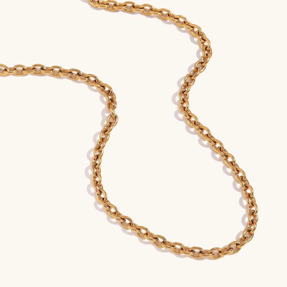 1 Piece Quantity Daily Occasion 304 Stainless Steel Material Geometric Pattern PVD Coated Real Gold Plated 18K Geometric 304 Stainless Steel Simple Style Waterproof Non Tarnish Spring Ring Trigger Clasp Closure Necklace