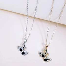 厂家直销欧美时尚镶钻滴油天鹅吊坠个性女士锁骨项链跨境饰品批发