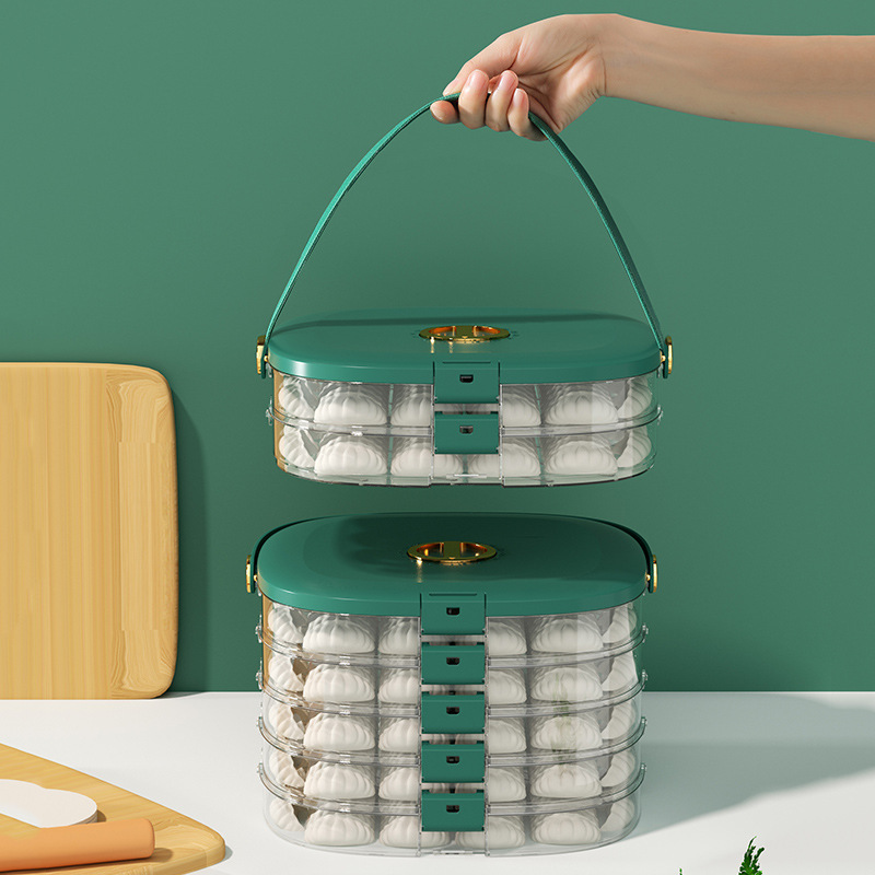 家庭用大容量タッパー手持ち式多層餃子皿収納ケースタイム冷凍カオス餃子ケース付き|undefined