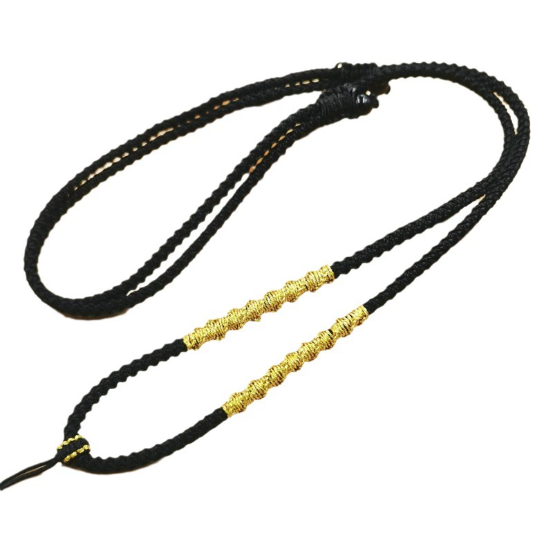 Ремешок ручной работы из золотой нити толстый регулируемый ремешок для подвески Золотой нефрит ожерелье из пчелиного воска Шея веревка