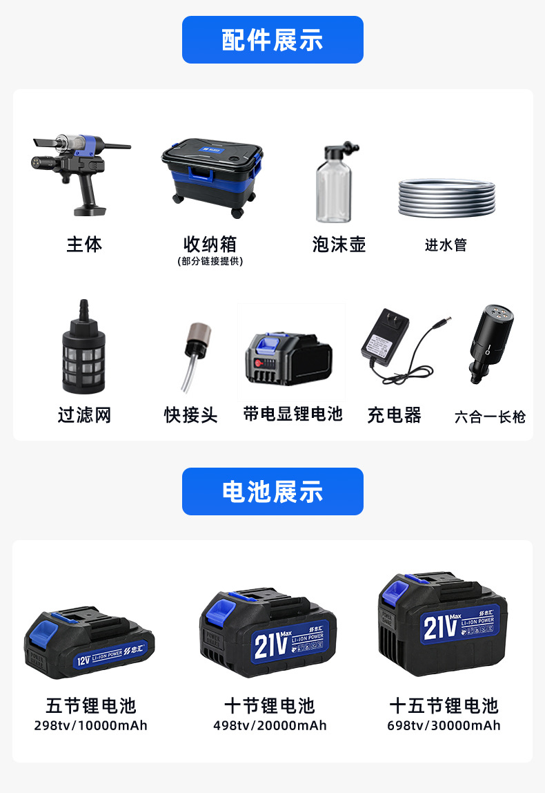 Folding Bucket Cross-Border 3-in-1 Wireless Car Washer High-Pressure Magic Water Gun Storm Charging High-Power Vacuum Cleaner