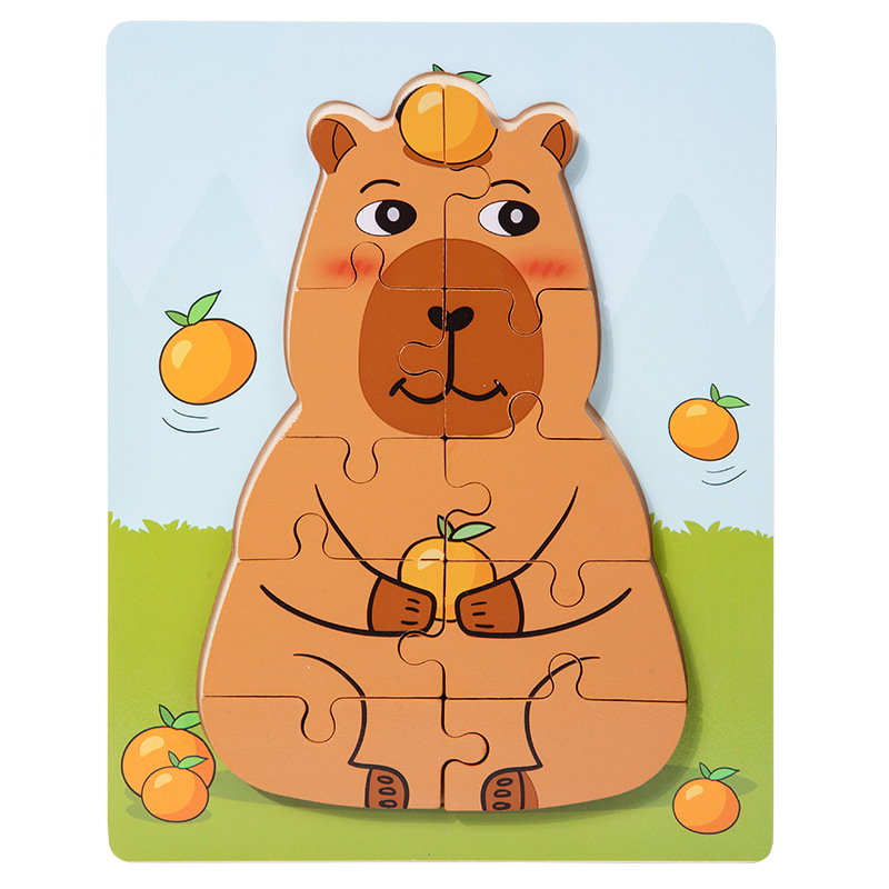 Cpc ce niños madera capibara rompecabezas dibujos animados rompecabezas de animales jardín de infantes bebé educación temprana juguetes educativos