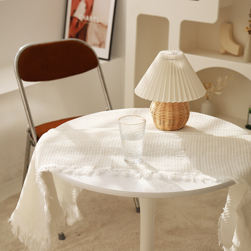 Ins estilo mantel de punto tela de encaje mesa de café cubierta de tela redonda escritorio mantel rectangular de alto sentido