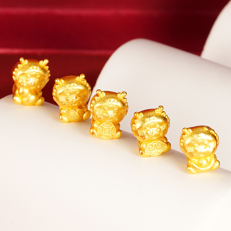 Arena antigua oro Zodiaco dragón DIY accesorios de joyería tridimensional imitación oro 3D afortunado lindo dragón cien accesorios a juego al por mayor